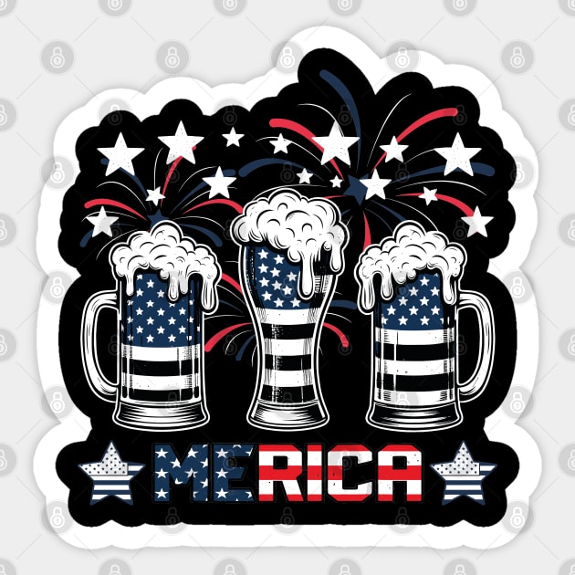 Beer American Flag Sticker by JessArty